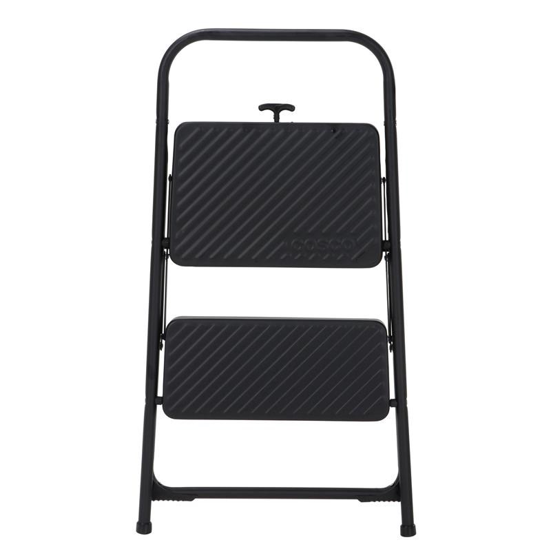 COSCO Two-Step Household Folding Step Stool 7ft 11in Reach Height in Black
