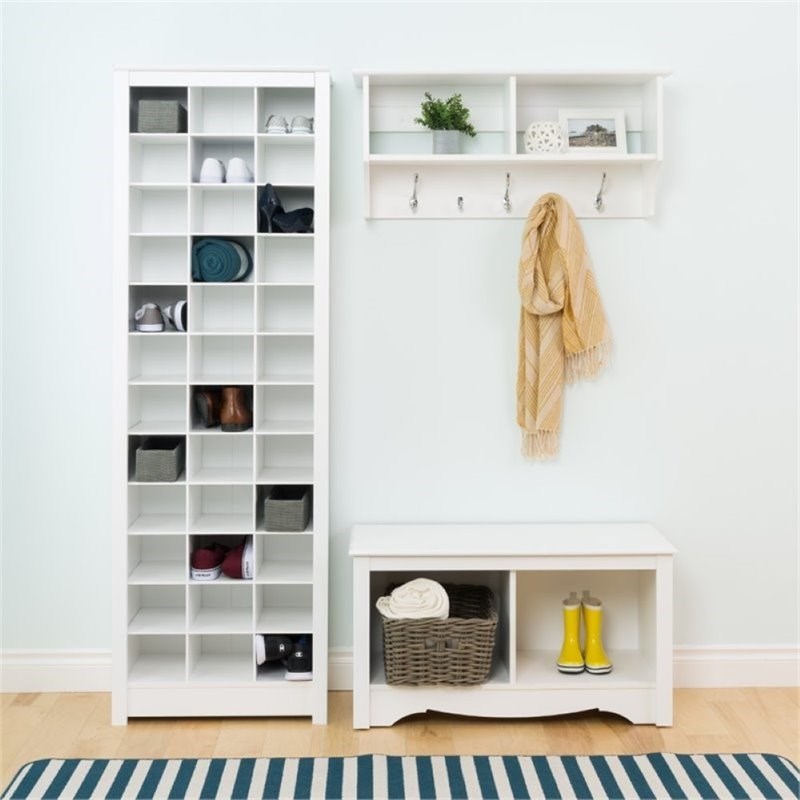 prepac 36 cubby shoe storage in white wusr00091