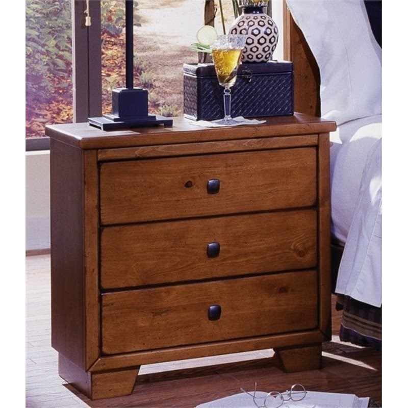 Progressive Furniture Diego 3 Drawer Nightstand in Cinnamon Pine