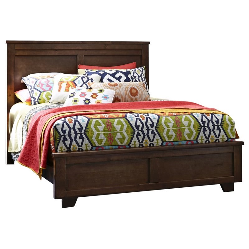 Progressive Furniture Diego Queen Wood Panel Bed in Espresso Pine Brown
