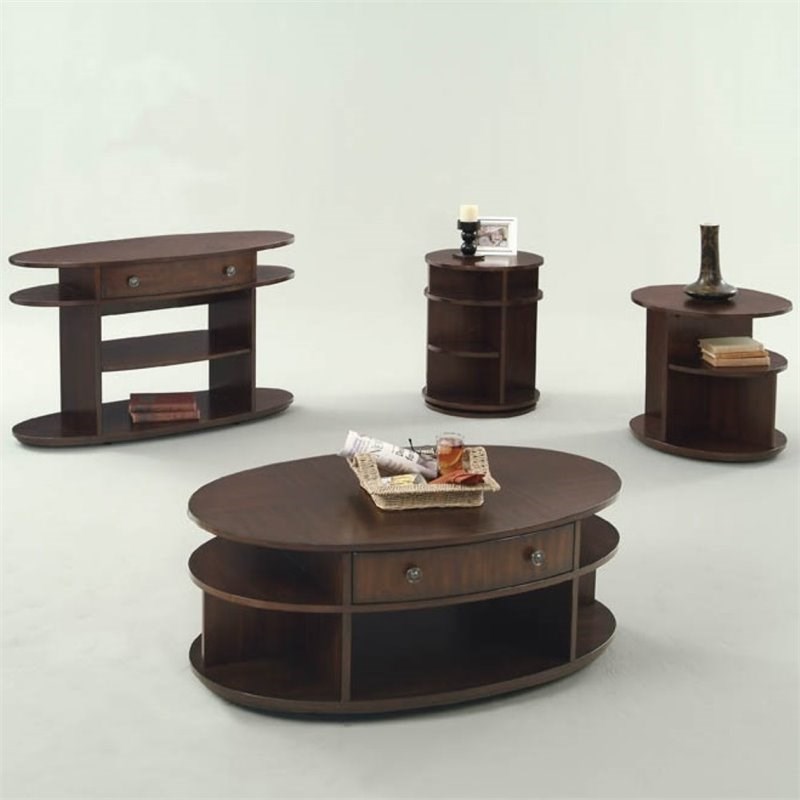 Progressive Furniture Metropolitan Sofa Console Table in Dark Cherry and Birch