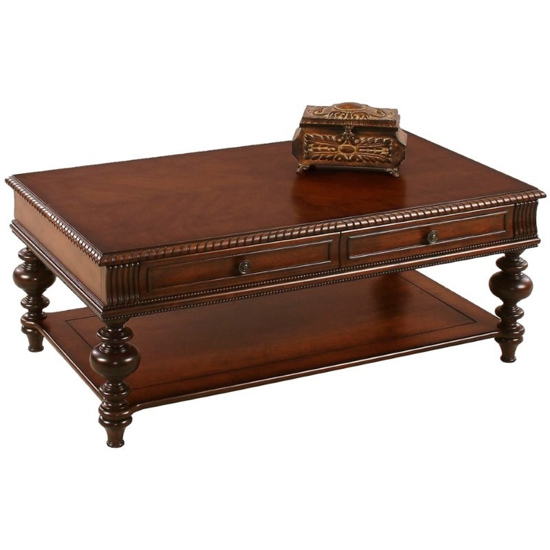 Progressive Furniture Mountain Manor Castered Coffee Table in Heritage Cherry