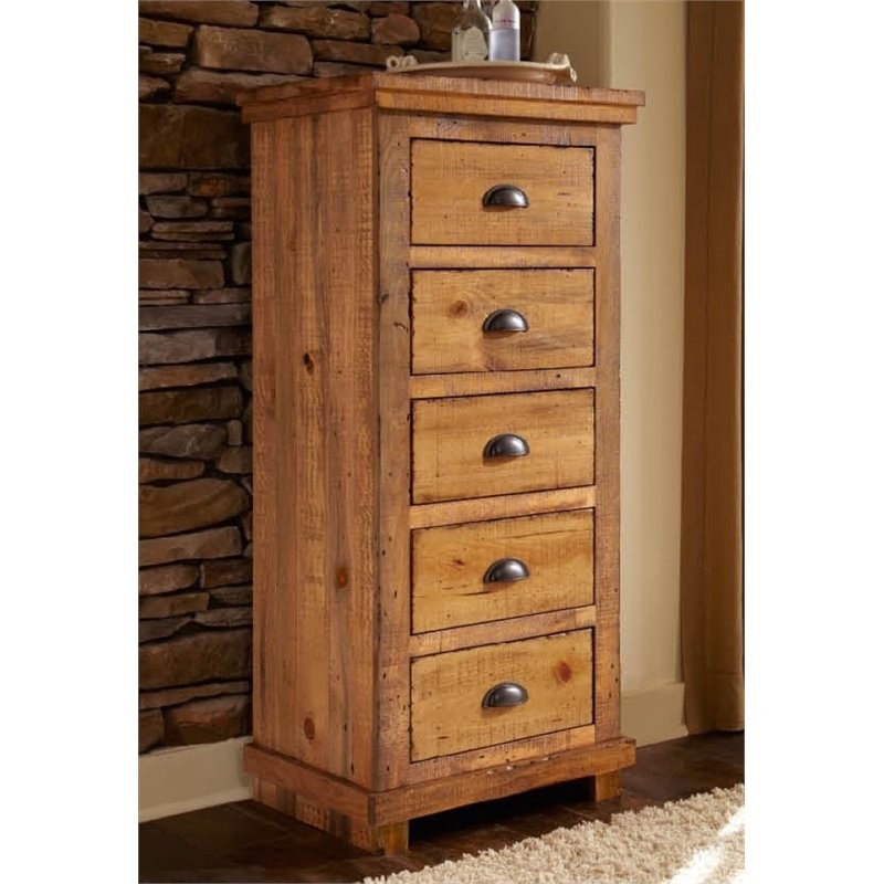 Progressive Furniture Willow 5 Drawer Lingerie Chest in Distressed Pine