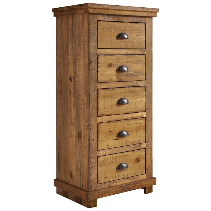 Progressive Furniture Willow 5 Drawer Lingerie Chest in Distressed Pine