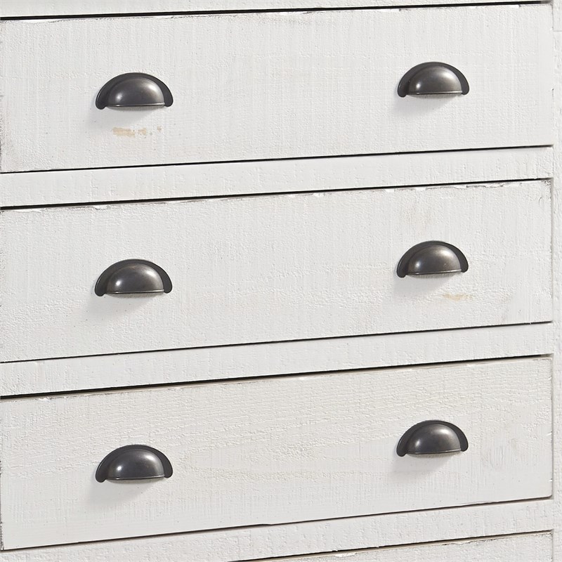 Progressive Furniture Willow 5 Drawer Chest in Distressed White