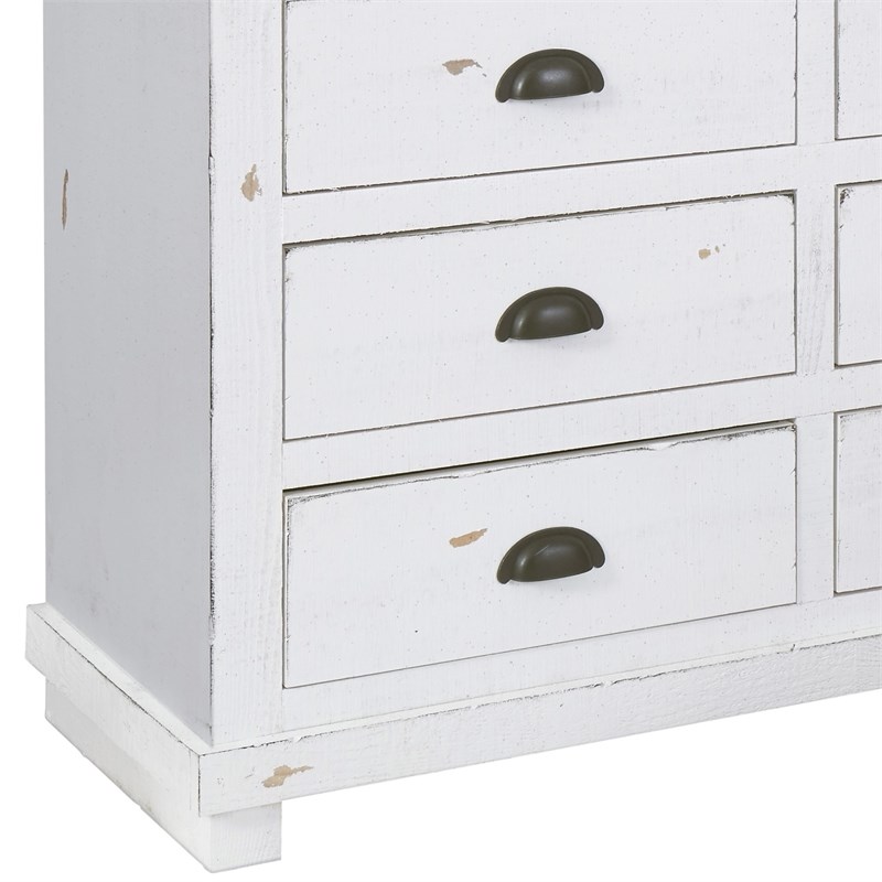 Progressive Furniture Willow 6 Drawer Media Chest in Distressed White