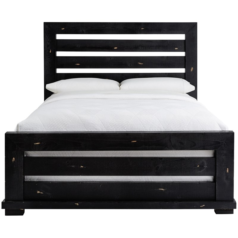 Progressive Furniture Willow King Slat Bed in Distressed Black