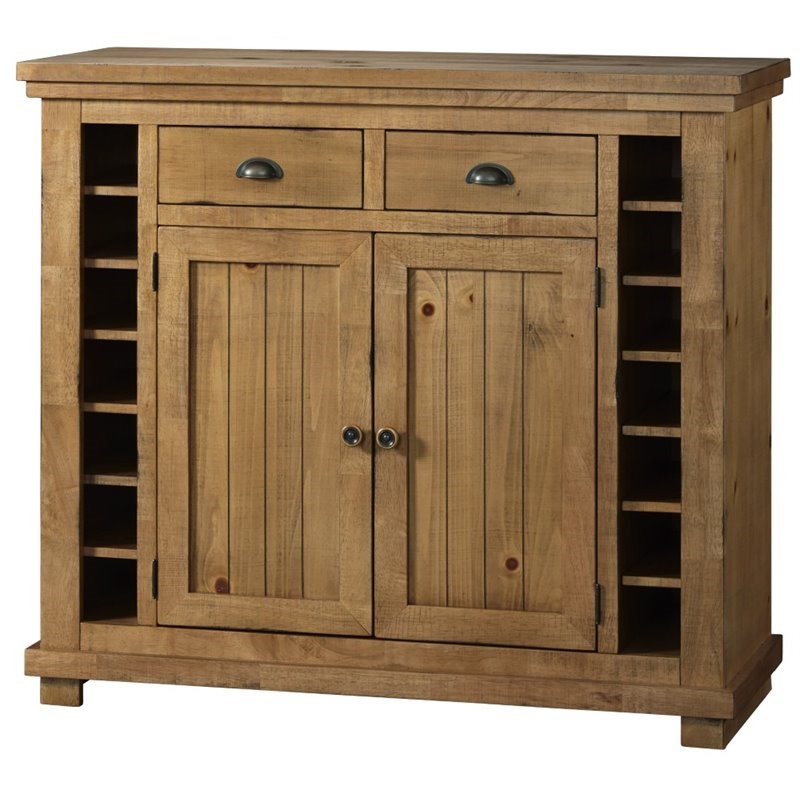 Progressive Furniture Willow Wood Wine Rack Server in Distressed Pine