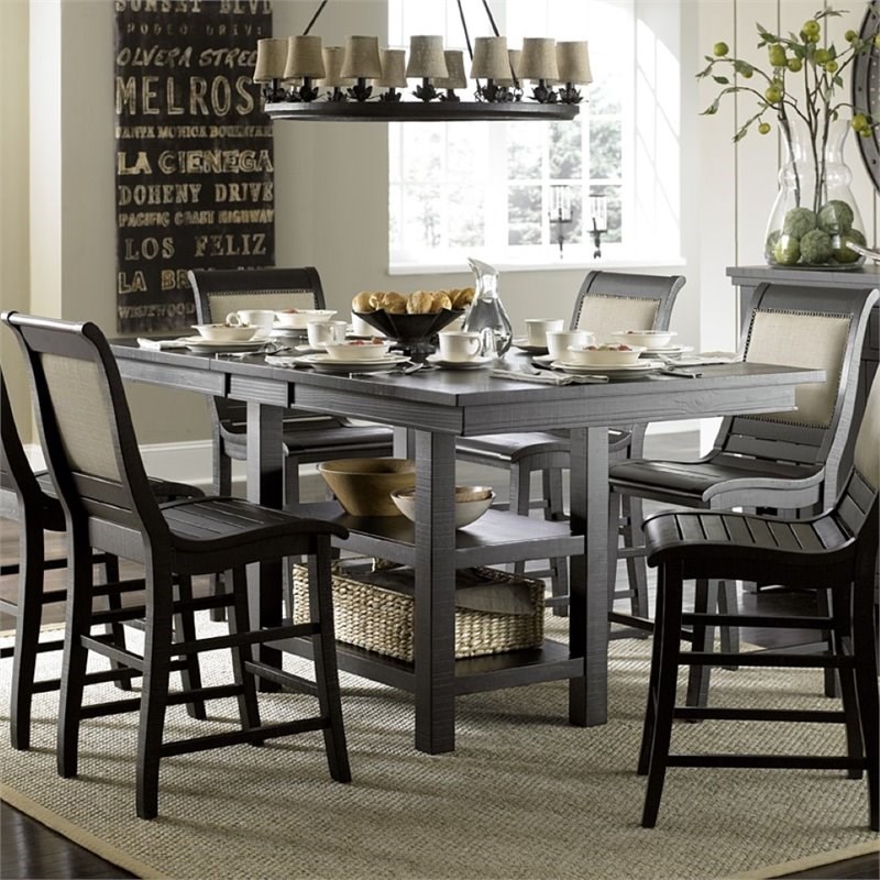 Progressive Furniture Willow Counter Height Dining Table in Distressed Black