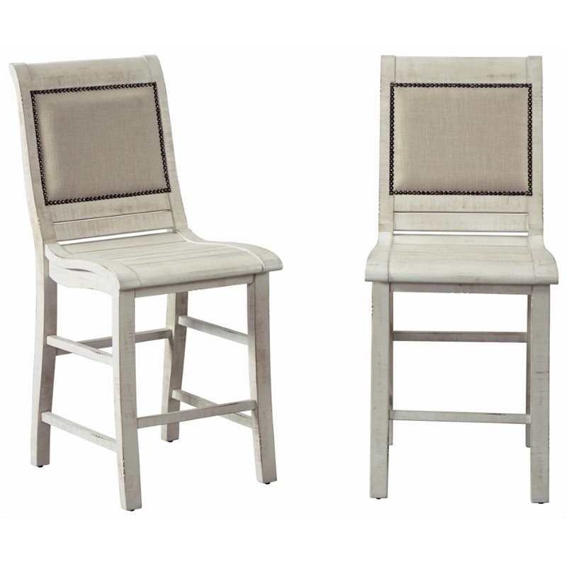 Progressive Furniture Willow Set of 2 Upholstered Counter Height Chairs in White