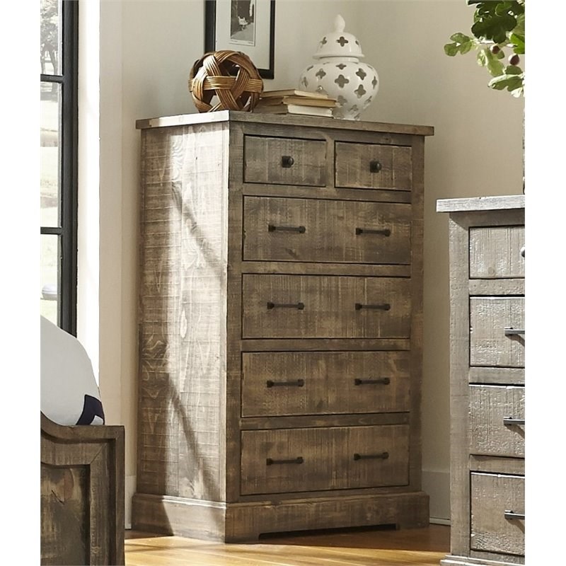 Progressive Furniture Meadow 6 Drawer Chest in Weathered Gray