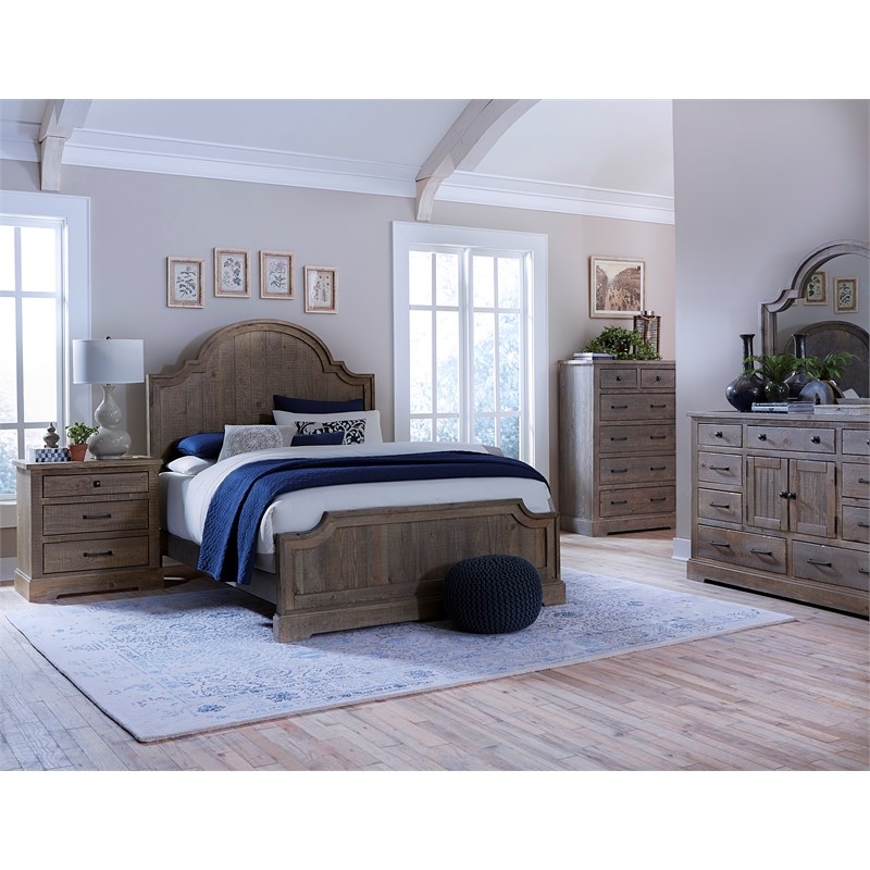 Progressive Furniture Meadow Wood Drawer Door Dresser and Mirror Weathered Gray