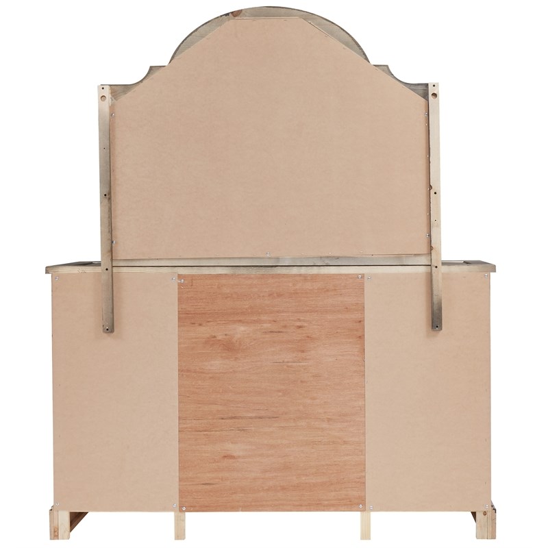 Progressive Furniture Meadow Wood Drawer Door Dresser and Mirror Weathered Gray