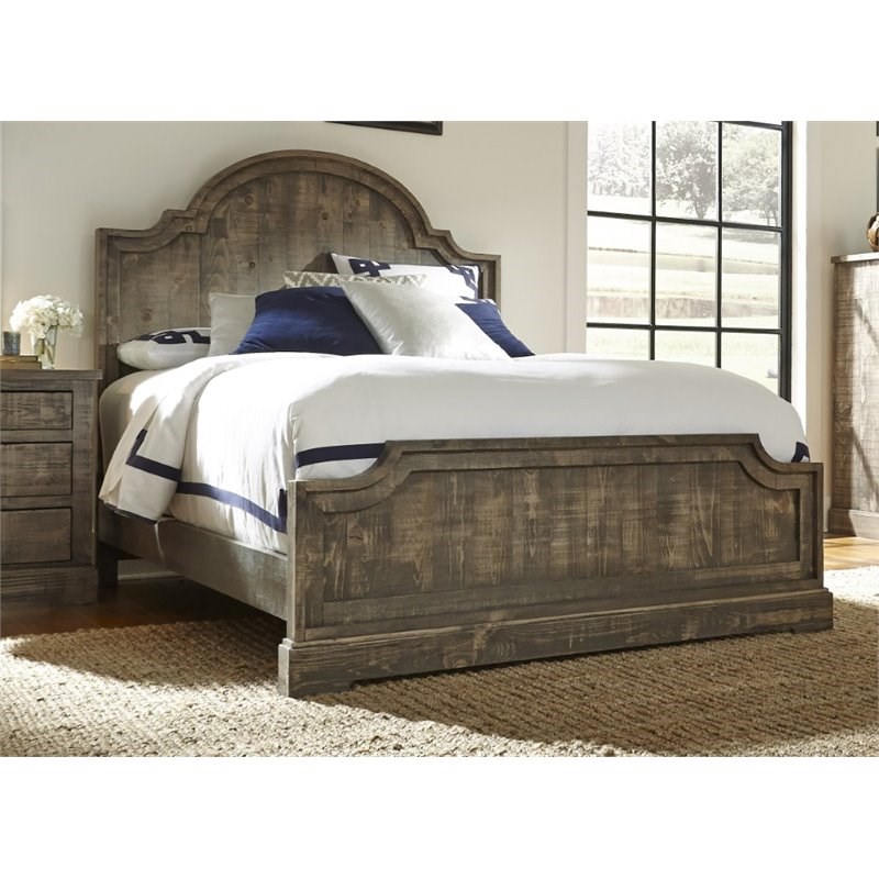 Progressive Furniture Meadow Queen Wood Panel Bed in Weathered Gray