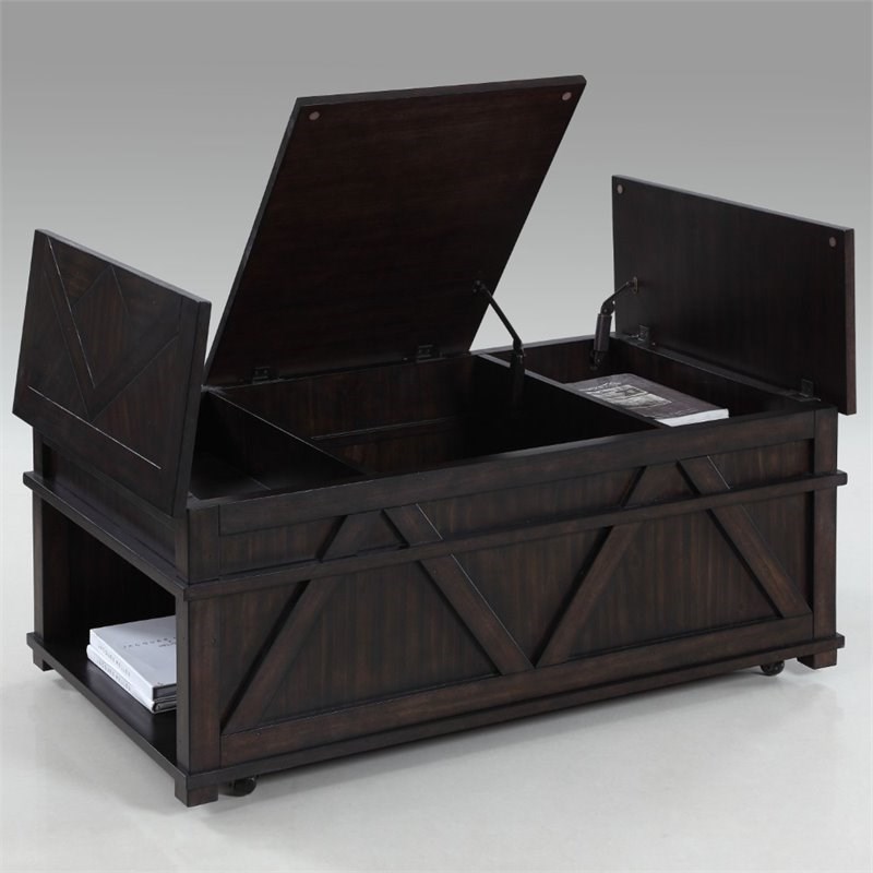 Progressive Furniture Foxcroft Storage Coffee Table Trunk in Dark Pine