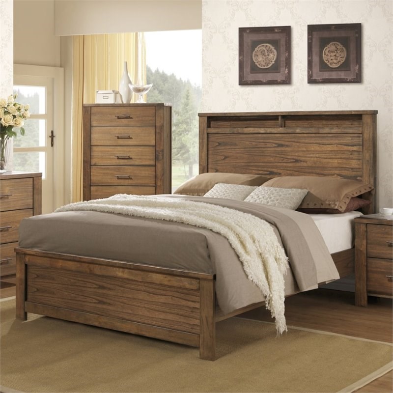 Progressive Furniture Brayden King Wood Panel Bed in Satin Mindi Brown