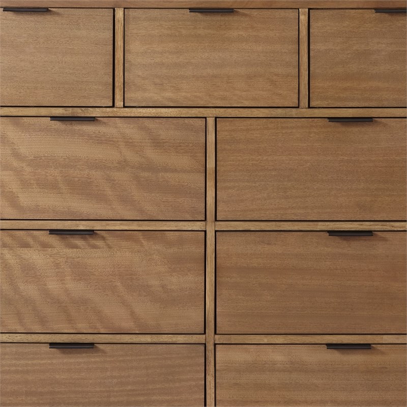 Progressive Furniture Strategy 9 Wood Drawer Dresser and Mirror in Jute Tan
