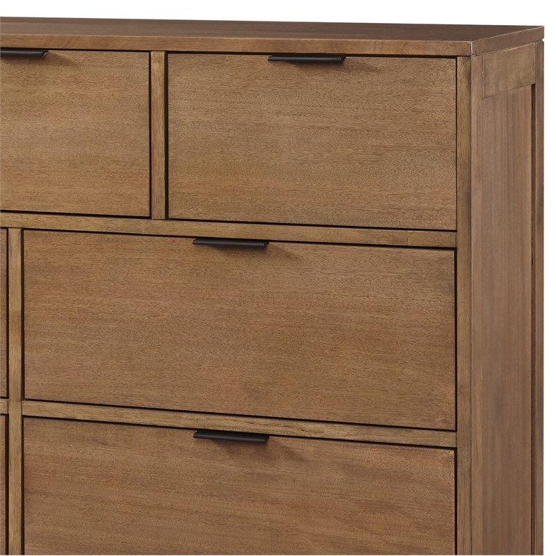 Progressive Furniture Strategy 9 Wood Drawer Dresser and Mirror in Jute Tan