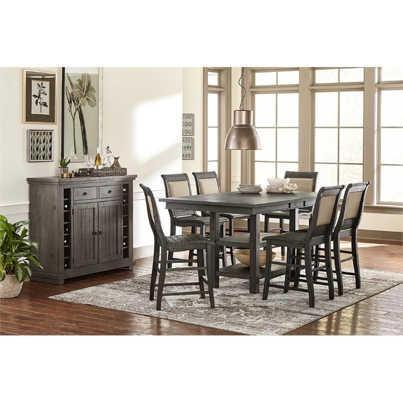 Progressive Furniture Willow Counter Height Dining Table in Distressed Dark Gray