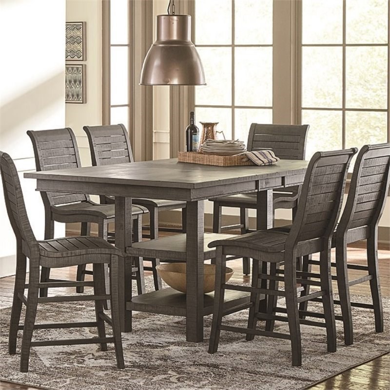 Progressive Furniture Willow Counter Height Dining Table in Distressed Dark Gray