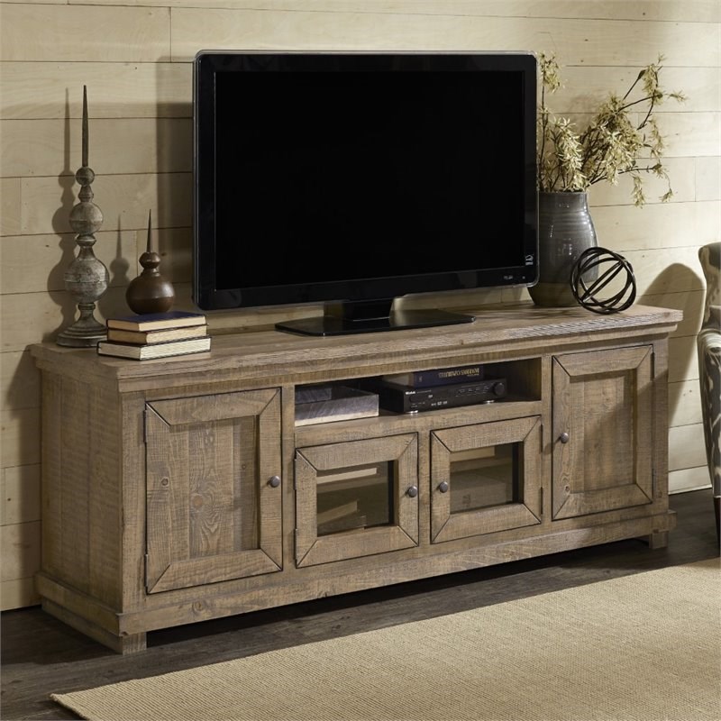 progressive willow 74" tv stand in weathered gray - p635e-74