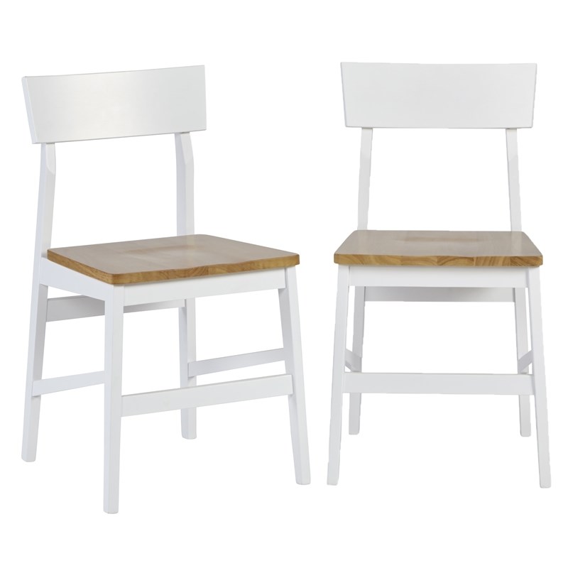 Progressive Furniture Christy Set of 2 Wood Dining Chairs in Light Oak and White