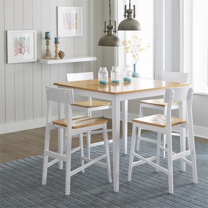 Progressive Furniture Christy Set of 2 Counter Height Chairs in Oak and White