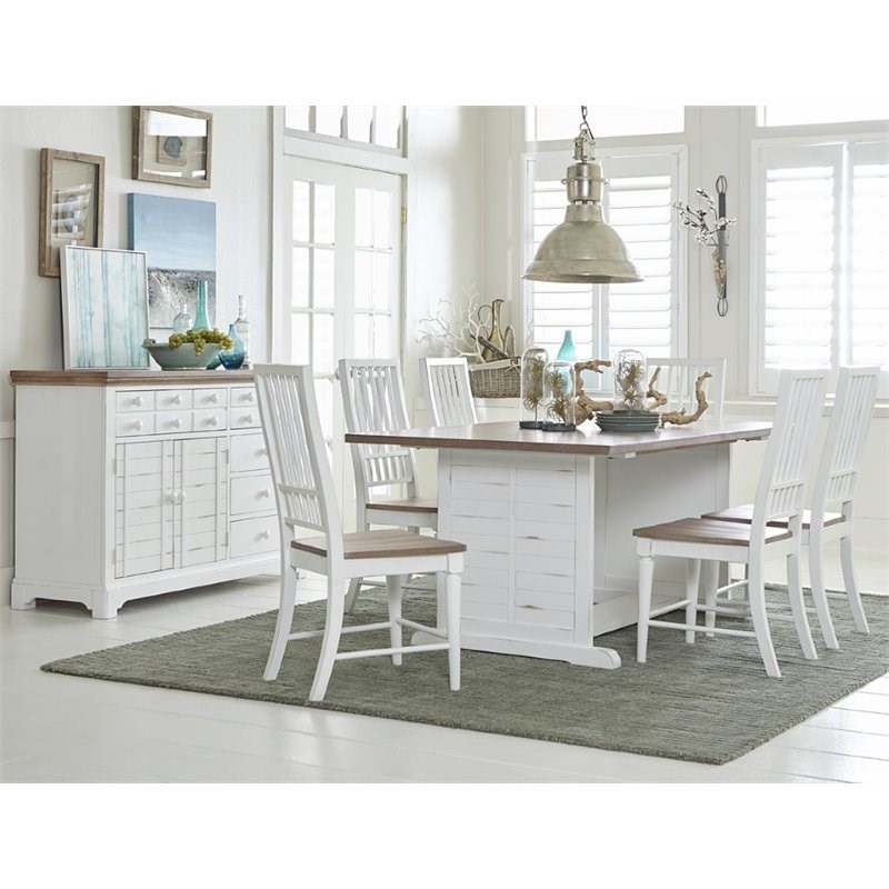 Progressive Furniture Shutters Wood Dining Table in Light Oak Distressed White