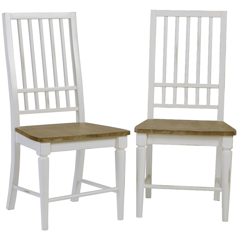 Progressive Furniture Shutters Set of 2 Dining Side Chairs in Oak and White
