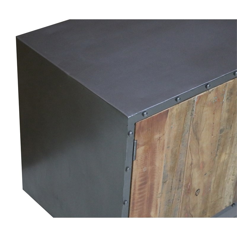 Progressive Furniture Outbound Wood Console in Granola Tan Iron