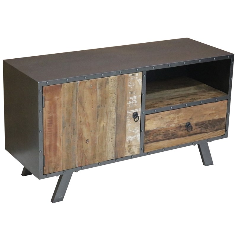 Progressive Furniture Outbound Wood Console in Granola Tan Iron