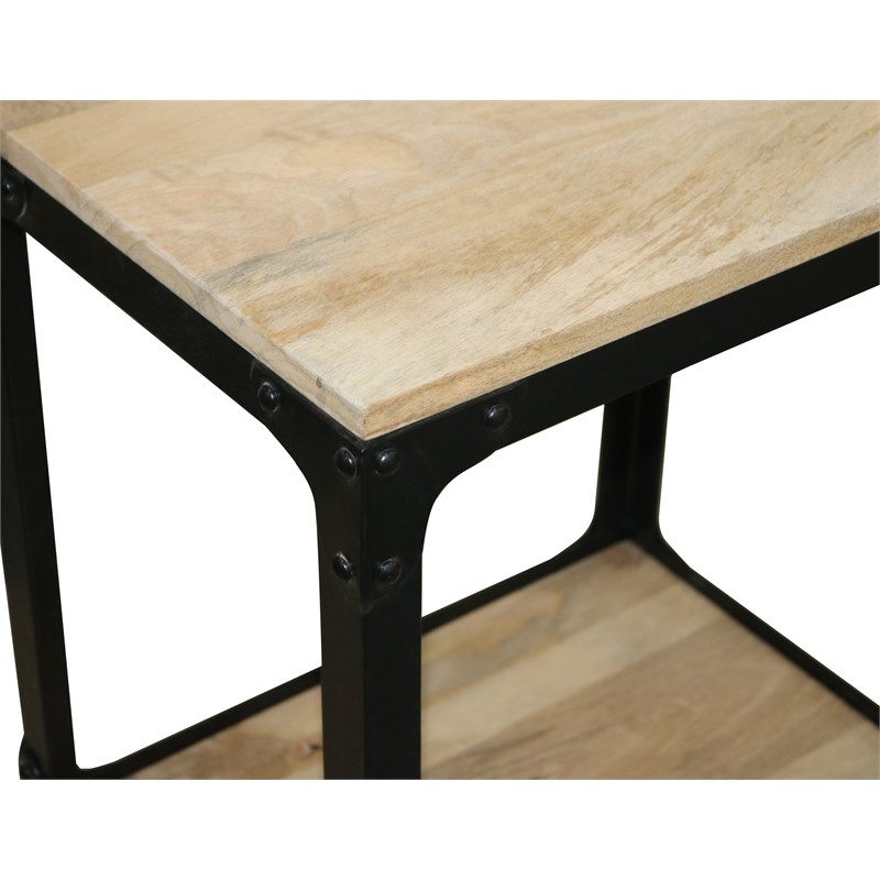 Progressive Furniture Outbound Mango Wood & Iron Accent Table in Tan/Black