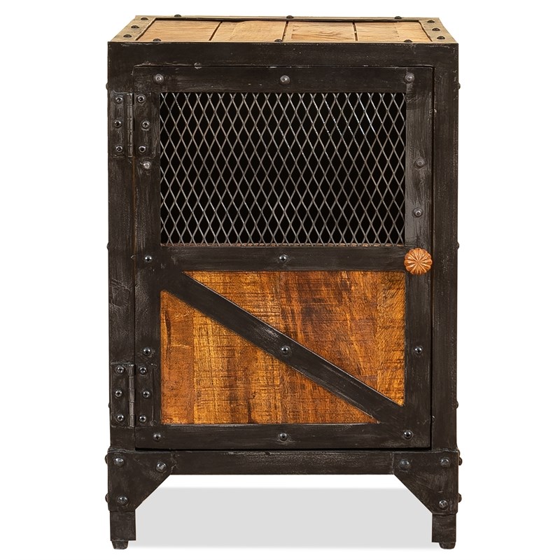 Progressive Furniture Everest  Wood Accent Table/Nightstand Brown w/ Black Metal