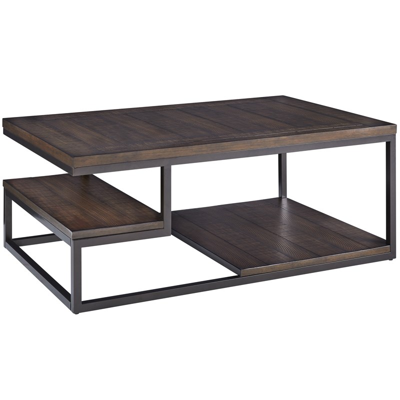 Progressive Furniture Lake Forest Rectangular Wood Cocktail Table in Cola Brown