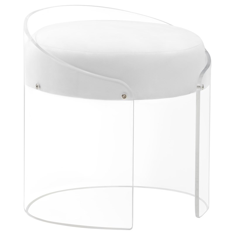 Progressive Furniture A La Carte Acrylic Stool in Clear w/Polyester Seat