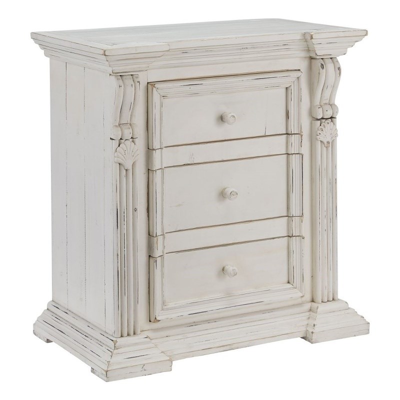 Progressive Furniture Arundel Vintage White Wood Nightstand