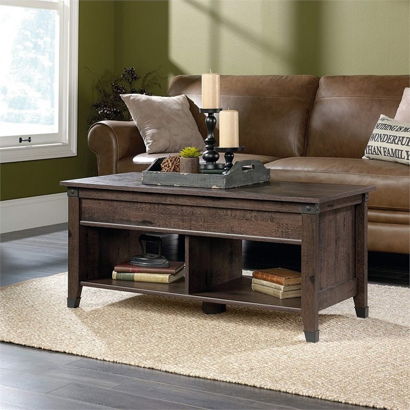Rustic 3 Piece Coffee Table and End Table Sets in Oak Brown