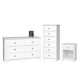 3 Piece Set With Nightstand Dresser And Lingerie Chest In White 1763078 Pkg