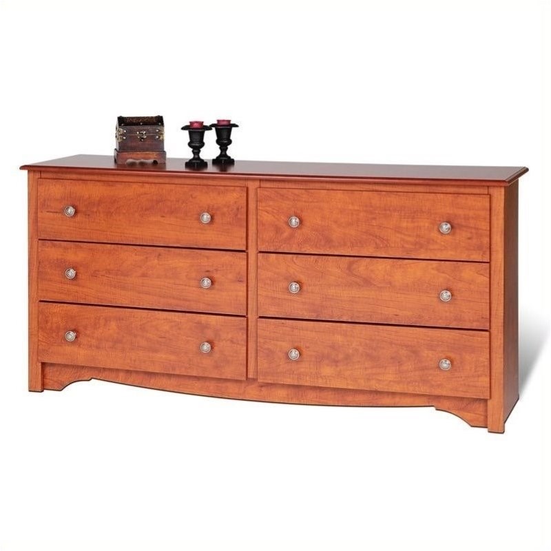 3 Piece Set with Lingerie Chest Dresser and Nightstand in Cherry