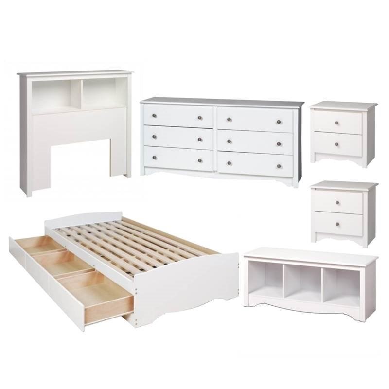 2 Nightstands Twin Bed Dresser, Twin Bed With 6 Drawers And Bookcase Headboard
