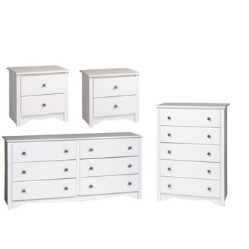 4 Piece Set With 2 Nightstands Dresser And Chest In White 1765322 Pkg