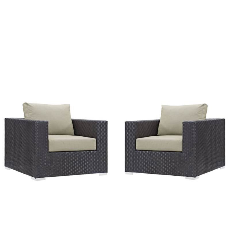 Set of 2 Rattan Patio Chairs in Beige