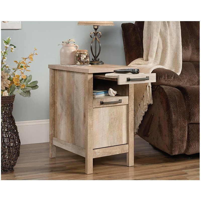 Set of 2 End Table/ Side Table with Pull-Out Shelf and One Drawer in Lintel Oak