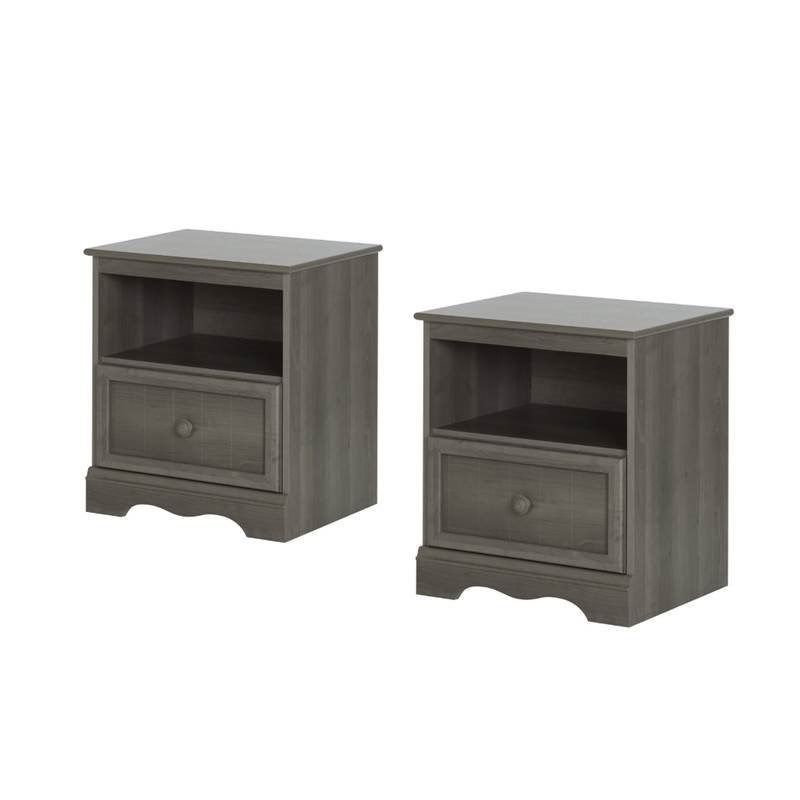 1 drawer nightstand in gray maple (set of 2) 1797438pkg