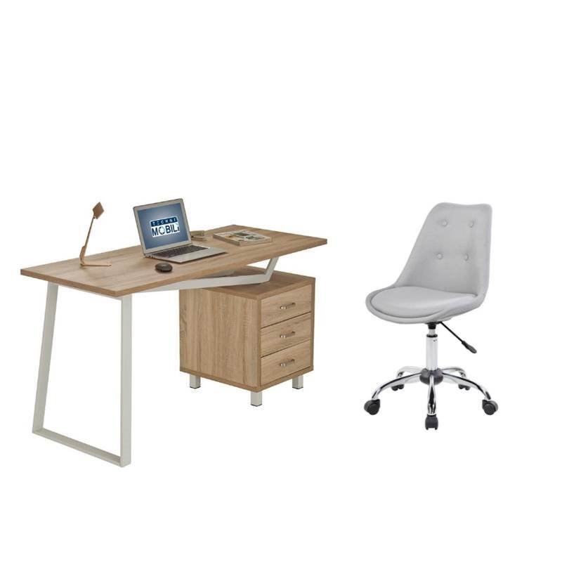 2 Piece Mid Century Modern Office Set with Armless Desk Chair and Computer Desk 
