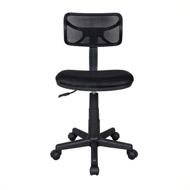 2 Piece Office Set with Black Office Chair and Computer Desk in Cherry