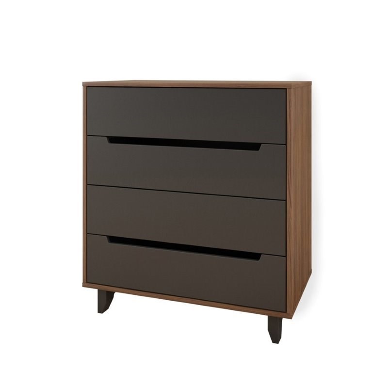 3 Piece Set with Chest and (Set of 2) Night Stand in Charcoal and Walnut