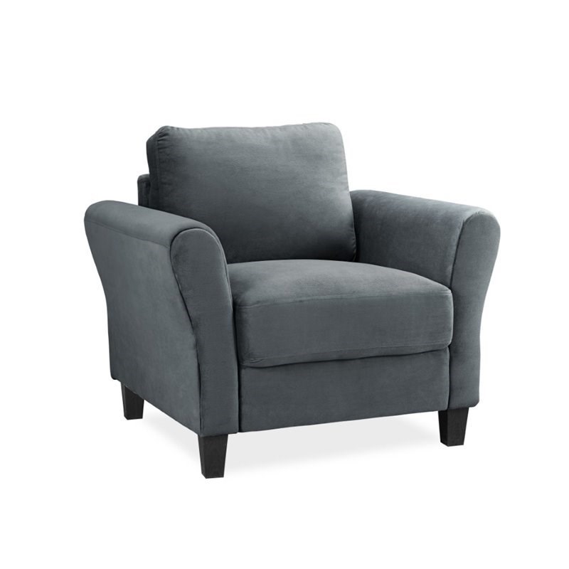 3 Piece Sofa Set with Loveseat and (Set of 2) Accent Chairs in Dark Gray