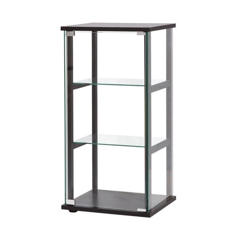 (Set of 2) Contemporary Glass Curio Cabinet in Black