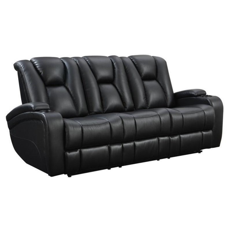 3 Piece Recliner Sofa Set with (Set of 2) Accent Chairs and Sofa in Black